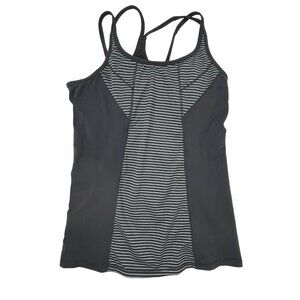 Kyodan Athletic Top Strappy Tank Gray Stripe Scoop-Neck Sz. M
